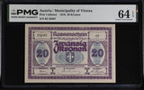 Austria 20 Kronen 1918 Choice UNC PMG 64 EPQ , Graded Note, Vienna