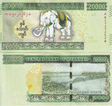 Myanmar 20000 Kyats ND 2023 P 87 Elephant Green Crisp XF/AU