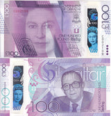 Gibraltar 100 Pounds 2015 ND 2017 P 40 a Comm. Polymer QE II UNC