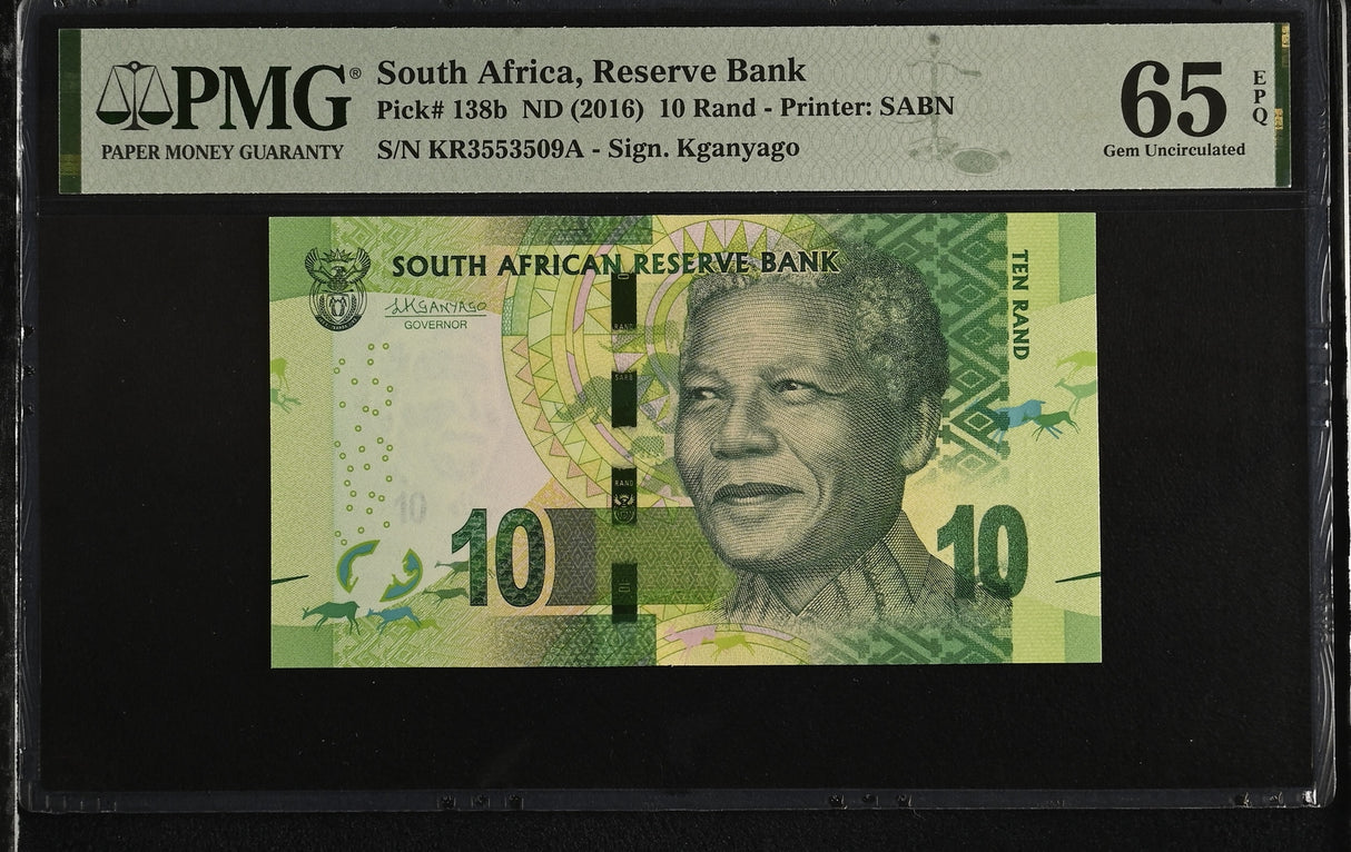 South Africa 10 Rand ND 2016 P 138 b Gem UNC PMG 65 EPQ