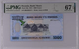 Rwanda 1000 Francs 2015 P 39 a Superb Gem UNC PMG 67 EPQ