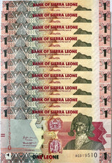 Sierra Leone 1 Leones 2022 P 34 Lot 10 Pcs UNC