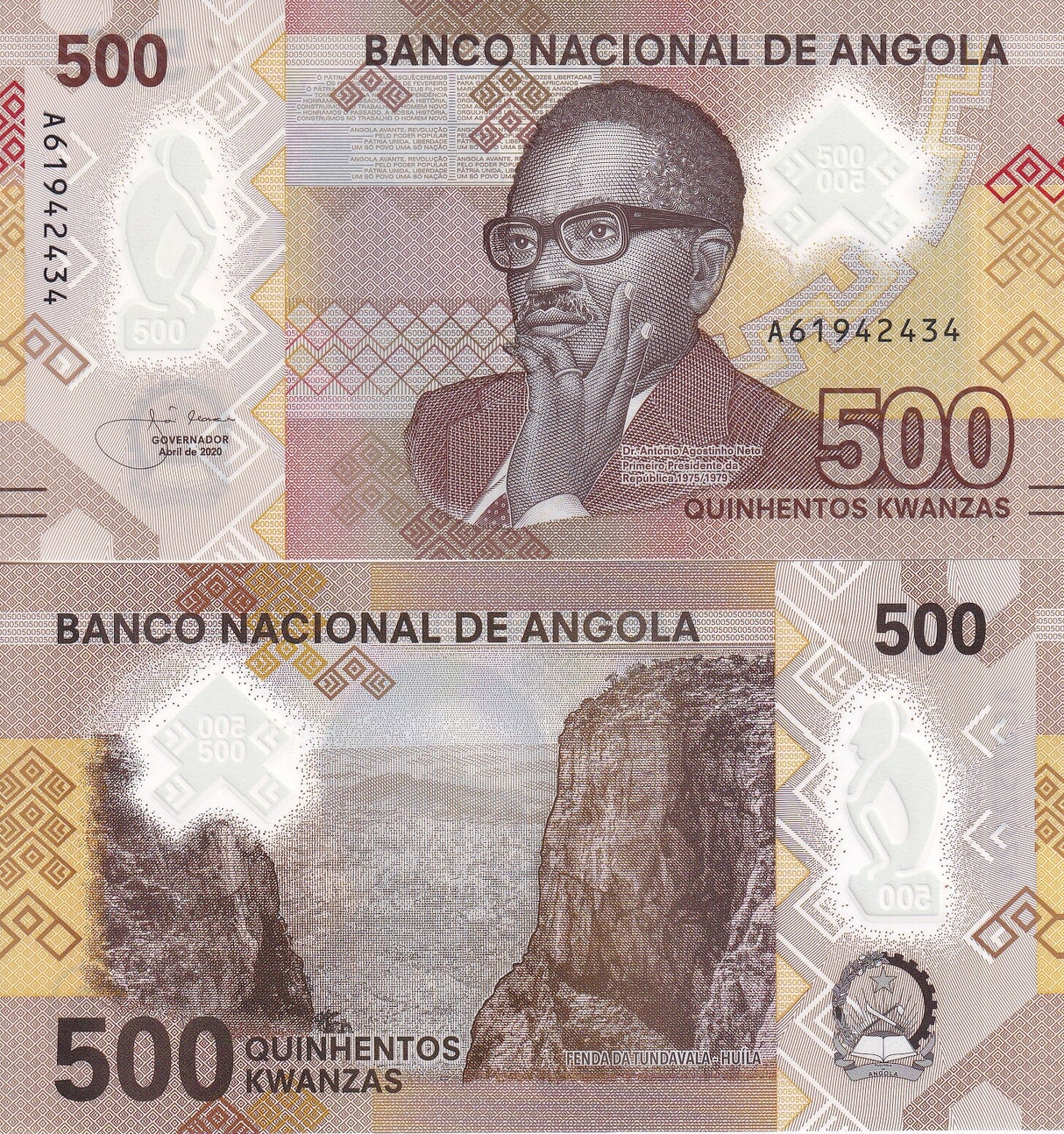 Angola 500 Kwanzas 2020 P 161 Polymer UNC