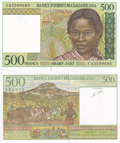 Madagascar 500 Francs ND 1994 P 75 UNC LOT 5 PCS