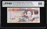 East Caribbean 20 Dollars ND 2008 P 49 a Gem UNC PMG 66 EPQ , QEII