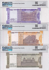 India Set 3;100 200 500 Rupees 2018-25 Solid 7 8 9 Superb Gem UNC PMG 66 67 EPQ