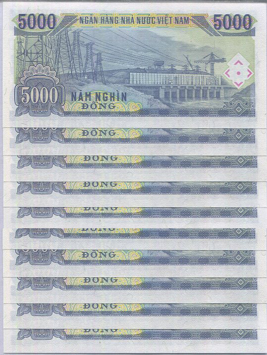 Vietnam 5000 Dong 1991 P 108 UNC LOT 10 PCS