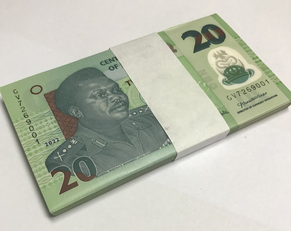 Nigeria 20 Naira Mixed Year P 34 Polymer Lot 100 UNC 1 BUNDLE