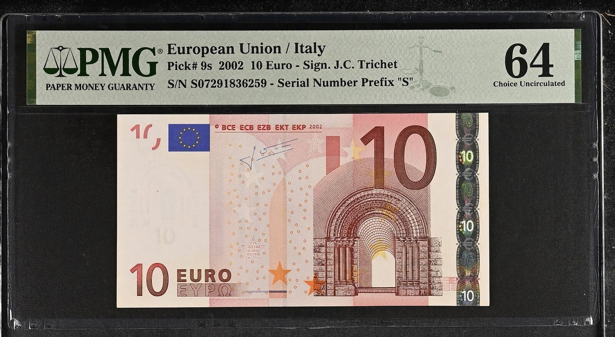Euro 10 Euro Italy 2002 P 9 s Choice UNC PMG 64