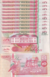 Suriname 10 Gulden 1996 P 137 a UNC LOT 10 PCS