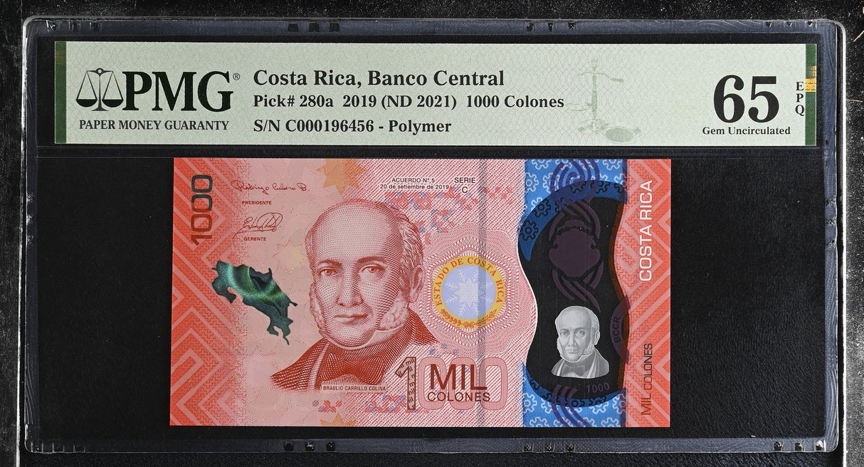 Costa Rica 1000 Colones 2019 ND 2021 P 280 a Polymer Gem UNC PMG 65 EPQ