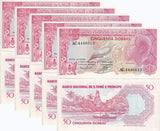 St. Thomas & Prince 50 Dobras 1982 P 56 UNC LOT 5 Pcs