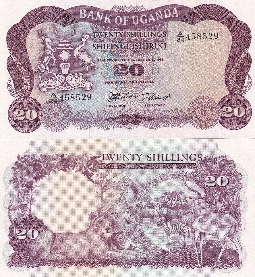 Uganda 20 Shillings 1966 Lion P 3 UNC