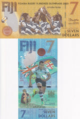 Fiji SET 2 UNC 7 Dollars 2017 2022 P 120 122 Commemorative RUGBY