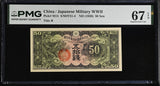 CHINA Japanese Military WWII 50 Sen ND 1938 P M14 Superb Gem UNC PMG 67 EPQ