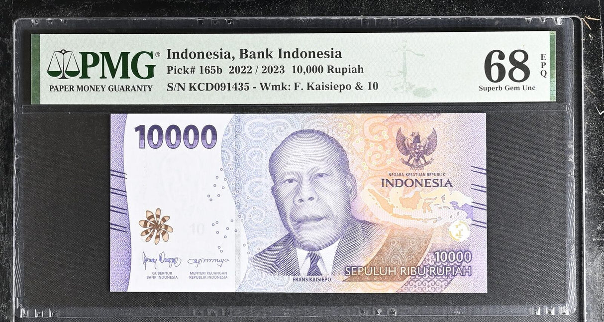 Indonesia 10000 Rupiah 2022 / 2023 P 165 b Superb Gem UNC PMG 68 EPQ