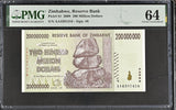 Zimbabwe 200 Million Dollars 2008 P 81 Choice UNC PMG 64