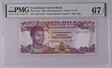 Swaziland 20 Emelangeni 1998 P 25 c Superb Gem UNC PMG 67 EPQ