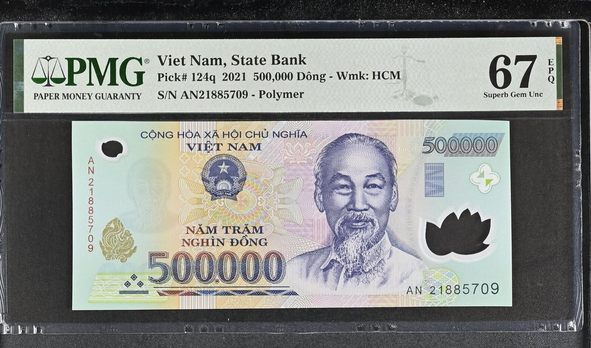 Vietnam 500000 Dong 2021 Polymer P 124 q Superb Gem UNC PMG 67 EPQ