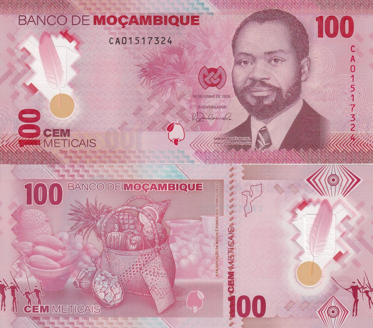 Mozambique set 3 UNC 20 50 100 Meticais 2024 Polymer New family P 155 156 157