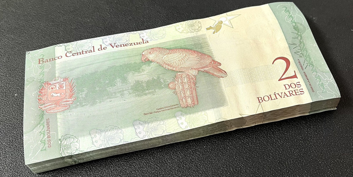Venezuela 2 Bolivares 2018 P 101 AUnc LOT 100 PCS 1 BUNDLE AUnc
