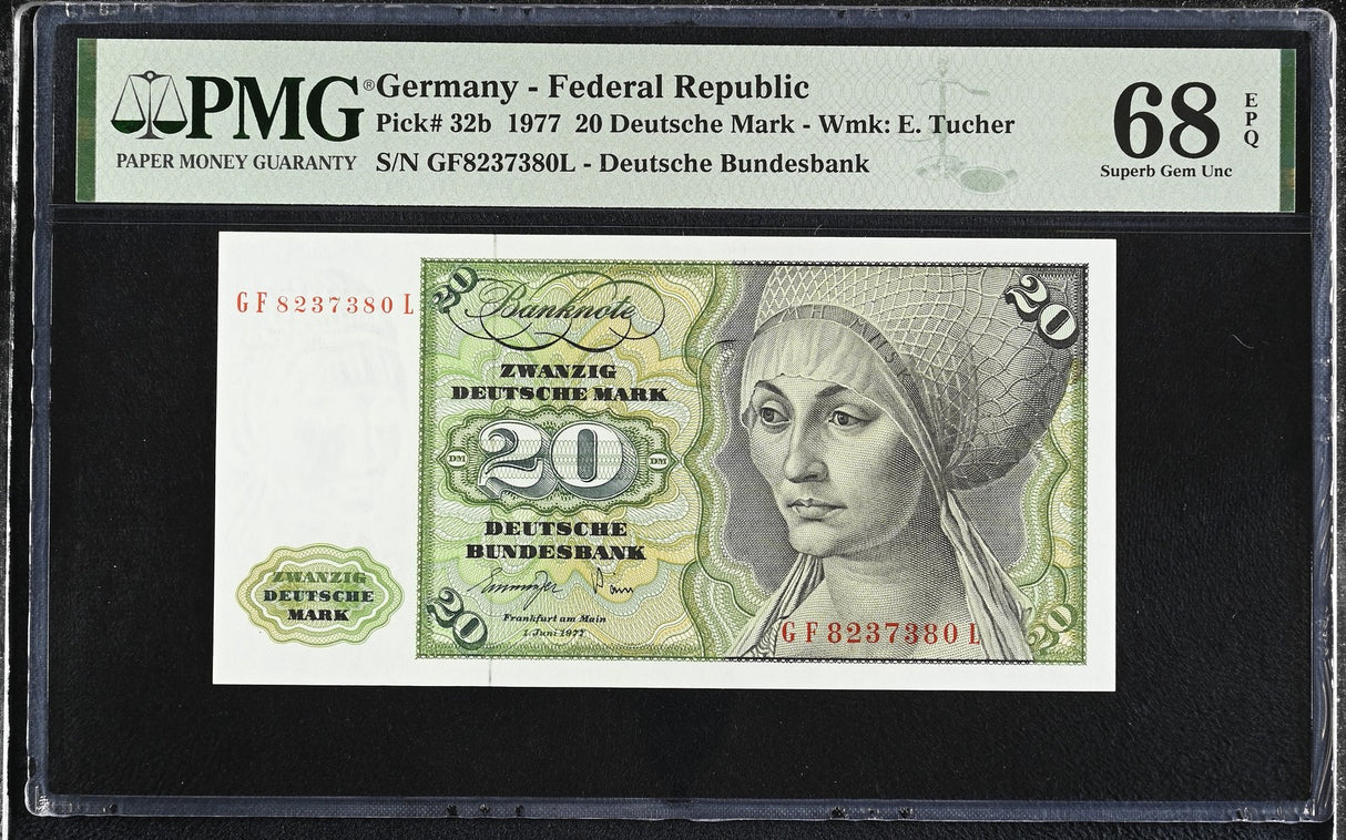 Germany Federal Republic 20 Mark 1977 P 32 b Superb Gem UNC PMG 68 EPQ TOP POP