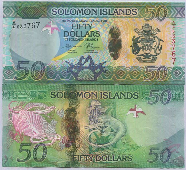 Solomon Islands 50 Dollars ND 2013 P 35 Hybrid Random Prefix UNC