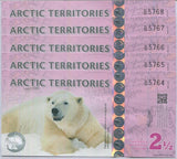 Arctic Territories 2.5 Dollars 2013 Polymer UNC LOT 5 PCS , Polar BEARS