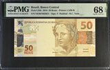 Brazil 50 Reais 2010 P 256 i Superb Gem UNC PMG 68 EPQ TOP POP