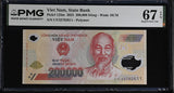 Vietnam 200000 Dong 2022 P 123 m Superb Gem UNC PMG 67 EPQ , POLYMER NOTE