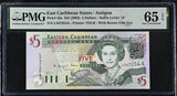 East Caribbean 5 Dollars ND 2003 P 42 a Gem UNC PMG 65 EPQ