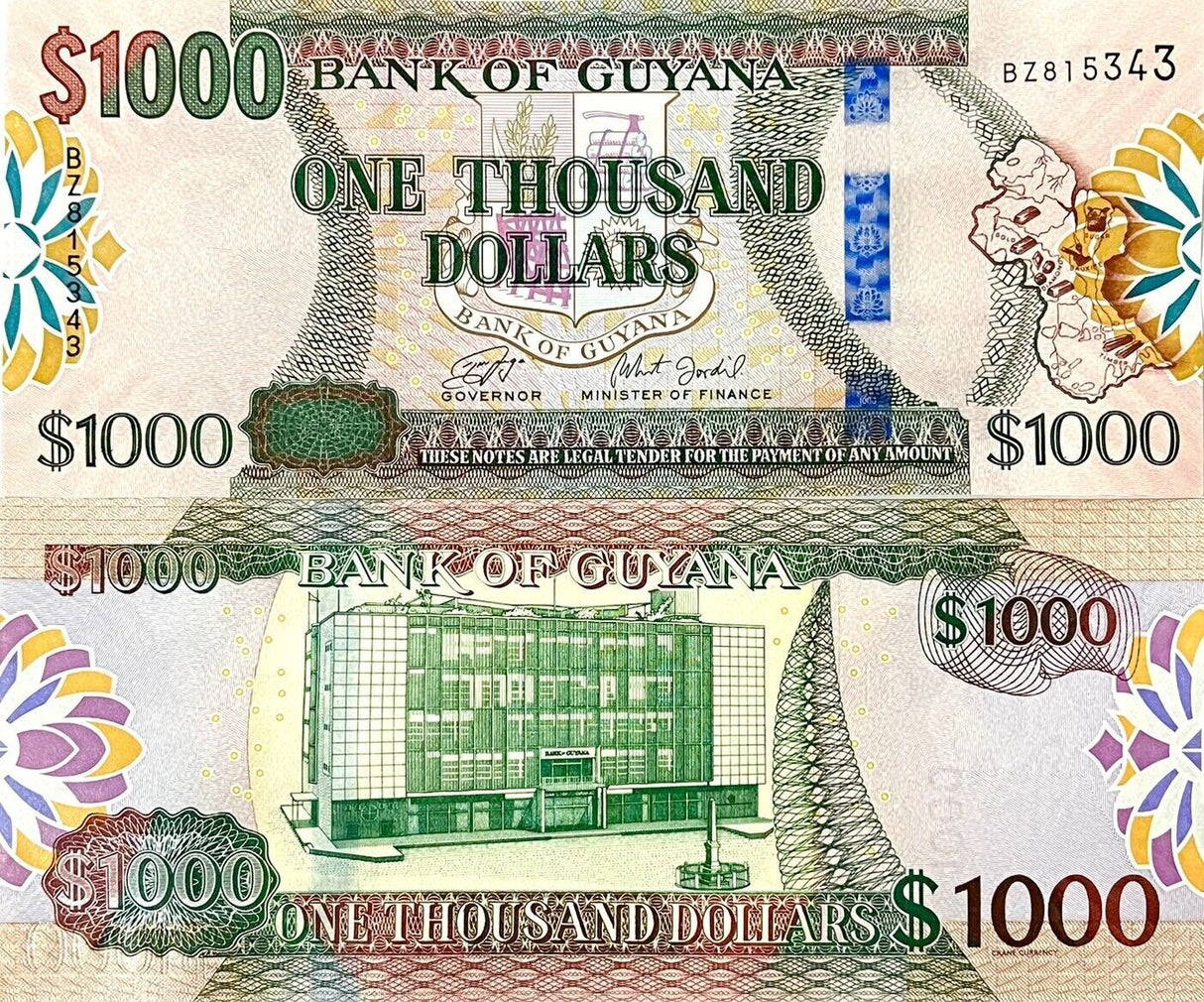 Guyana 1000 Dollars ND 2019 P 38 c UNC Georgetown