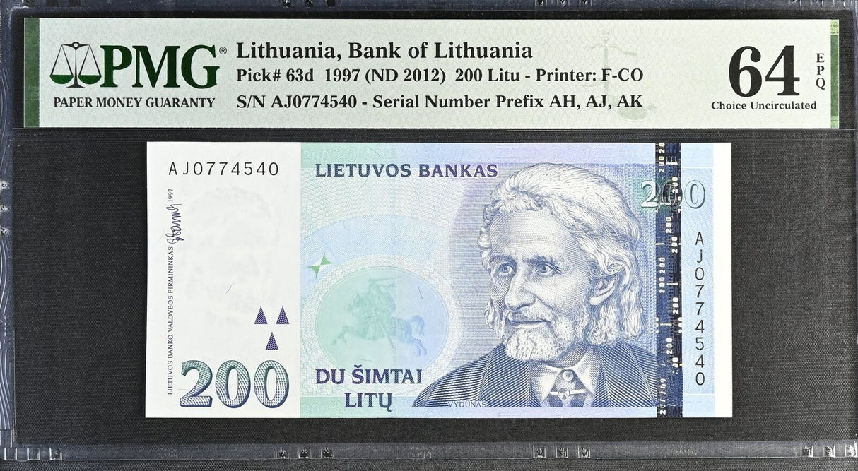 Lithuania 200 Litu 1997 P 63 d Choice UNC PMG 64 EPQ