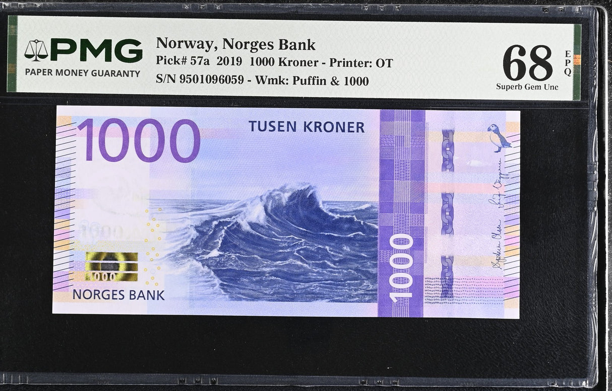 Norway 1000 Kroner 2019 P 57 a Superb Gem UNC PMG 68 EPQ PNB