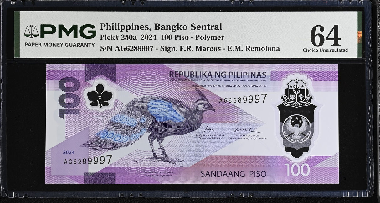 Philippines 100 Piso 2024 P 250 a Polymer Choice UNC PMG 64