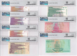 Croatia Set 7; 1 5 10 25 100 50k 100k Dinara 1991 P 27 Gem UNC PMG 66 67 68 EPQ