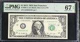 United States 1 Dollar Usa 2013 P 537 L San Francisco Superb Gem UNC PMG 67 EPQ