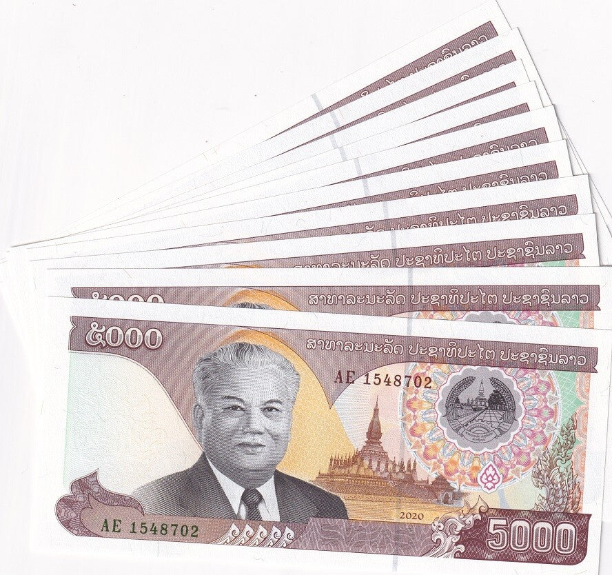 Laos 5000 Kip 2020/2022 P 41Aa UNC LOT 10 PCS