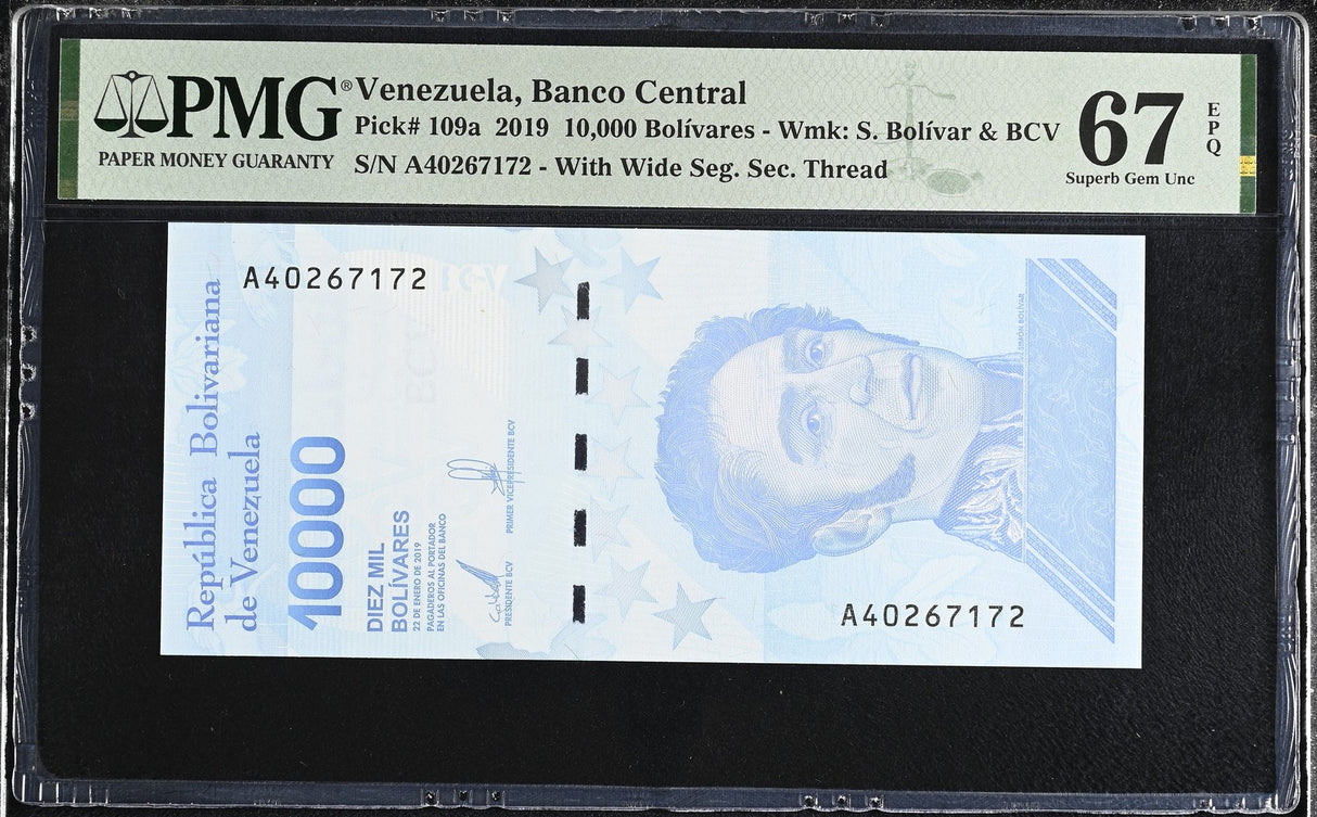 Venezuela 10000 Bolivares 2019 P 109 a Superb Gem UNC PMG 67 EPQ