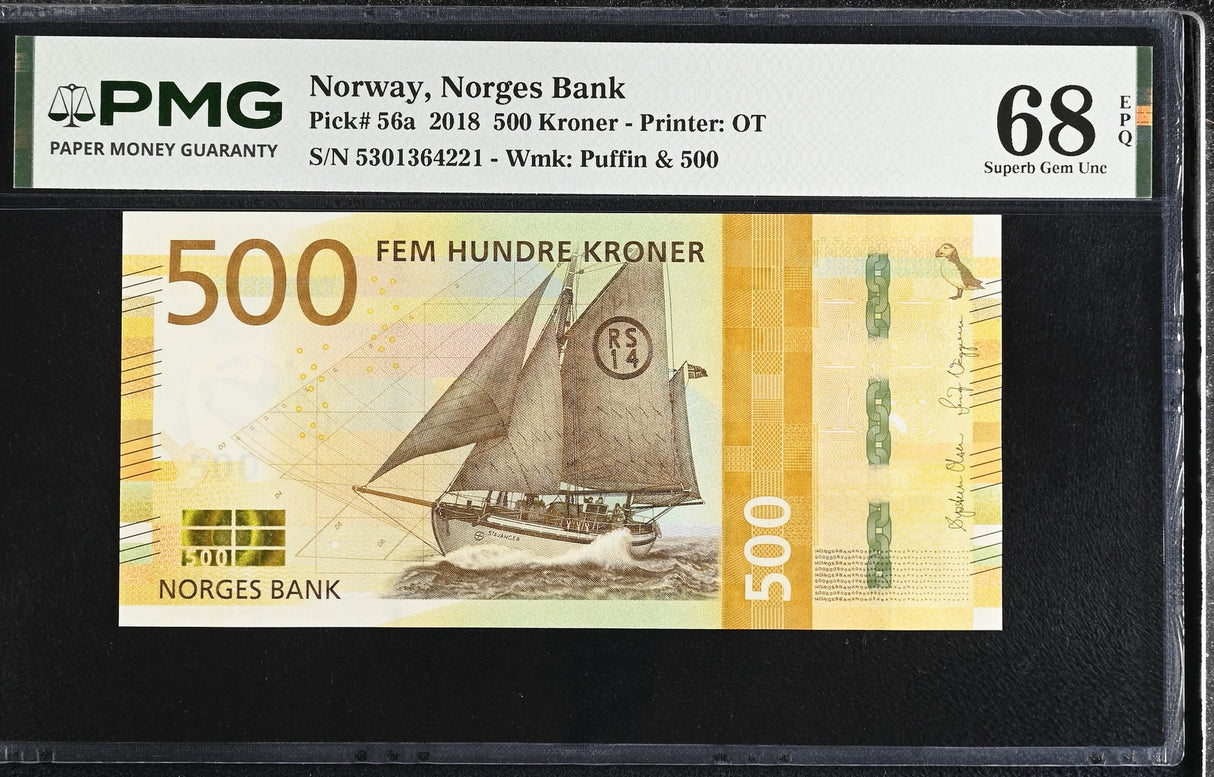 Norway 500 Kroner 2018 P 56 a Superb Gem UNC PMG 68 EPQ PNB
