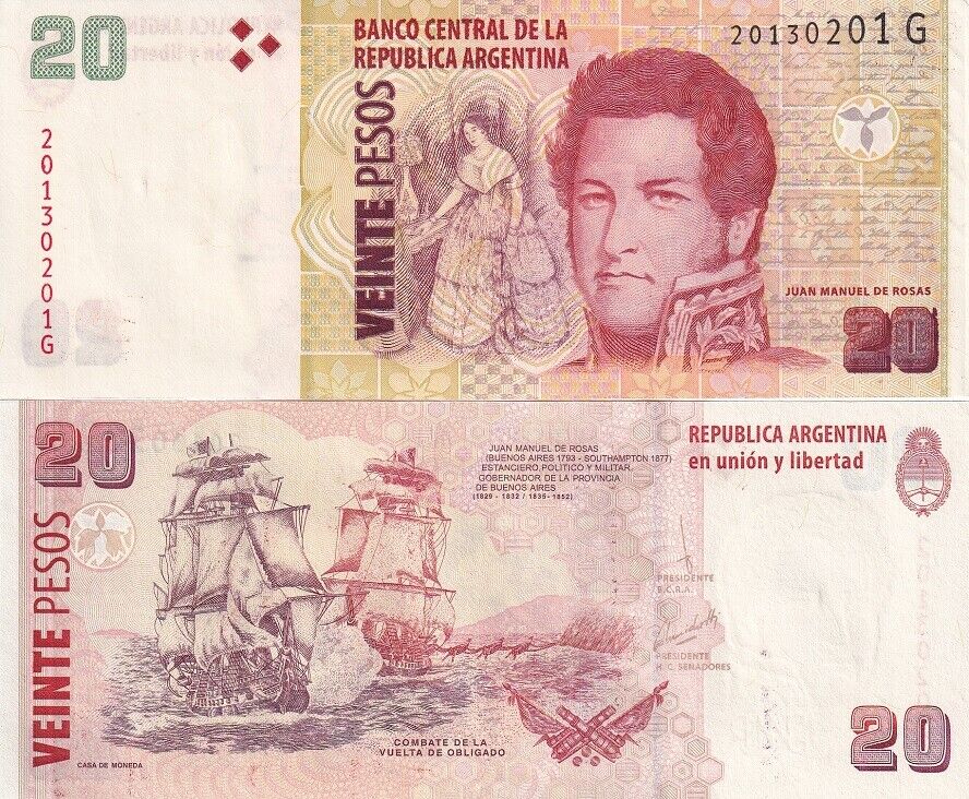 Argentina 20 Pesos 2013 P 355 Mixed Suffix UNC LOT 100 PCS