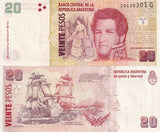 Argentina 20 Pesos 2013 P 355 Mixed Suffix UNC LOT 100 PCS