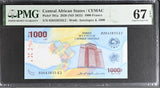 Central African States 1000 Francs 2020 ND 2022 P 701a Superb Gem UNC PMG 67 EPQ