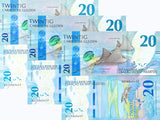 Curacao & Sint Maarten 20 Gulden 2025 P 2 NEW Spotted eagle ray UNC LOT 3 Pcs