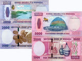 Rwanda SET 2 UNC 2000 5000 FRANCS 2024 P 44 45 ,Lake Kivu ,Kigali Convention