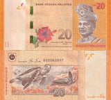 Malaysia 20 Ringgit ND 2011 -2024 P 54 b UNC, Sign Muhammad bin Ibrahim, turtles