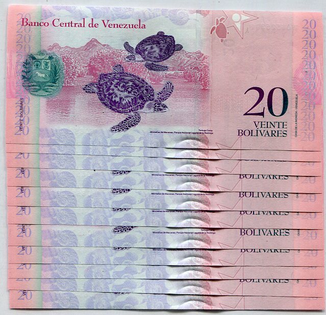 Venezuela 20 Bolivares 2013 P 91 UNC LOT 10 PCS, Luisa Cáceres de Arismendi