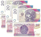 Poland 20 Zlotych 2016 P 184 b UNC LOT 3 PCS