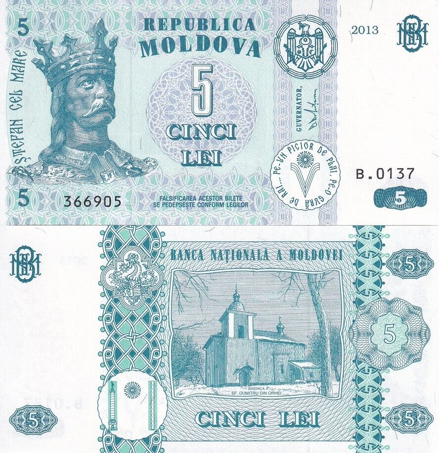 Moldova 5 Lei 2013 P 9 g UNC
