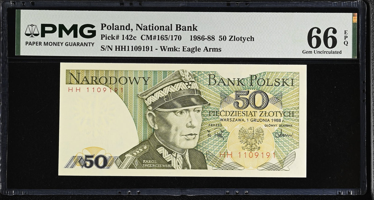 Poland 50 Zlotych 1988 P 142 c Gem UNC PMG 66 EPQ